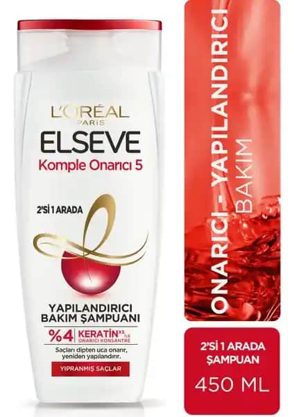 L'Oréal Paris Elseve Komple Onarıcı 5 Yapılan<dı>rıcı Bakım Şampuanı - Derinlemesine Saç Onarımı ve Bakımı