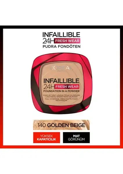 L'Oréal Paris Infaillible 24 Saat Taze Kullanım Pudra Fondöteni Günlük ve Özel Kullanım İçin