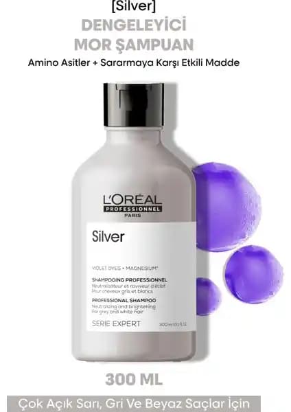 L'Oréal Professionnel Silver Mor Şampuan Gri ve Boyalı Saçlar İçin Renk Dengeleyici Ürün