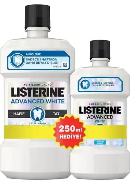 Listerine Advanced White Ağız Çalkalama Suyu 750 ml ile Dişlerinizi Güçlendirin ve Leke Oluşumunu Engelleyin