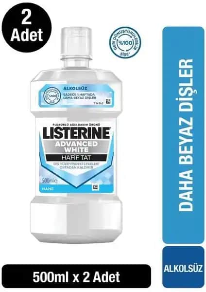 Listerine Advanced White Hafif Tat Alkolsüz Ağız Bakım Suyu Diş Beyazlatma ve Ağız Sağlığı İçin