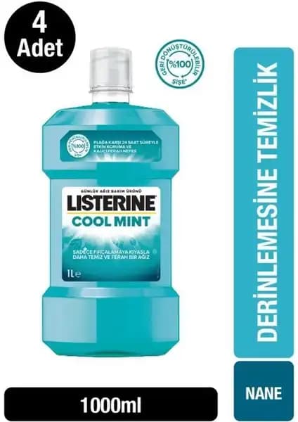 Listerine Coolmint 1000 ml X 4: Ferahlatıcı ve Güçlü Ağız Bakım Ürünü