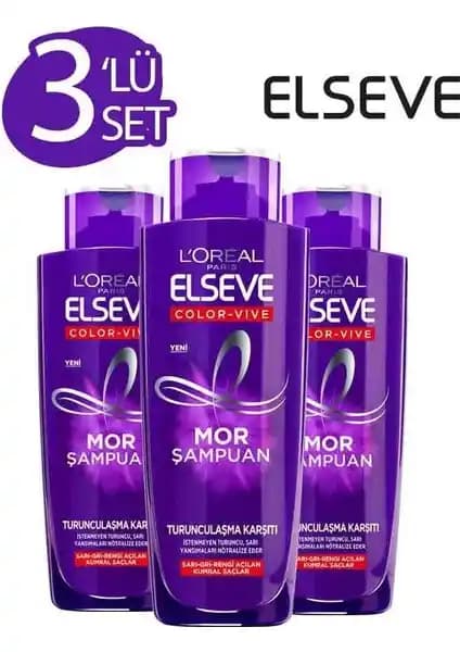 Loreal Elseve 3'lü Mor Şampuan ile Saç Renk Koruma ve Parlaklık Sağlama