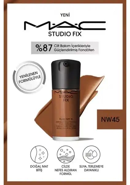 MAC Studio Fix Fluid SPF 15: Doğal Mat Bitiş ve Uzun Süre Kalıcılık Sağlayan Fondöten