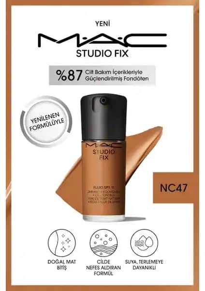 MAC Studio Fix Fluid SPF 15 ile doğal mat bitişli yüksek kapatıcılık sağlayan fondöten