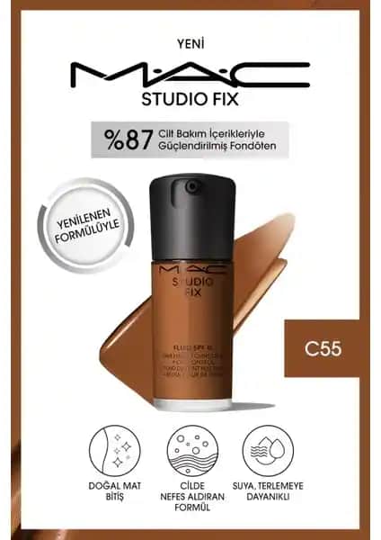 Mac Studio Fix Fluid SPF 15 Mat Fondöten-C55 ile doğal ve kalıcı makyaj çözümleri