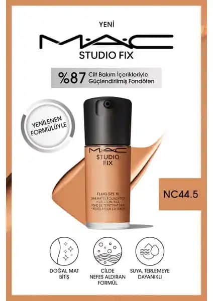 MAC Studio Fix Fluid SPF 15 Mat Fondöten: Doğal Mat Bitiş ve Uzun Süre Kalıcılık Sağlayan Cilt Dostu Ürün