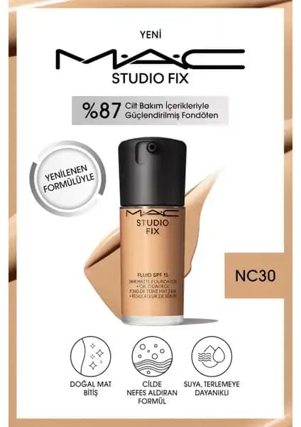 MAC Studio Fix Fluid SPF 15 Mat Fondöten Doğal ve Kalıcı Makyaj İçin Uygun Çözüm