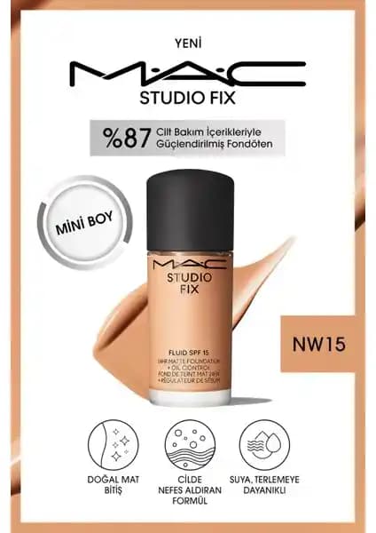 Mac Studio Fix Fluid SPF 15 Mini Mat Fondöten: Doğal Mat Bitiş ve Geniş Renk Seçenekleriyle