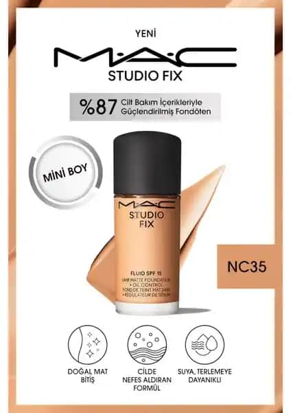Mac Studio Fix Fluid SPF 15 Mini Mat Fondöten: Doğal Matlık ve Uzun Süre Kalıcılık