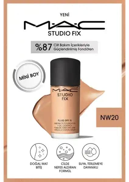 Mac Studio Fix Fluid SPF 15 Mini Mat Fondöten NW20 ile doğal ve kalıcı makyaj deneyimi