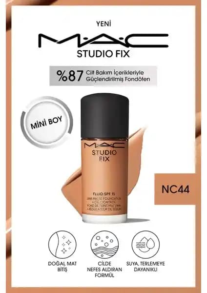 Mac Studio Fix Fluid SPF 15 Mini Mat Fondöten: Yüksek Kapatıcılık ve Doğal Mat Bitişli Makyaj Ürünü