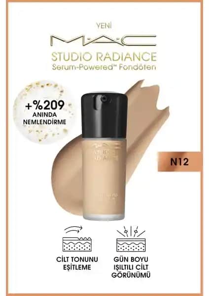 Mac Studio Radiance Serum Fondöten N12: Doğal Işıltı ve Cilt Bakımı Sunan Çok Yönlü Makyaj Ürünü