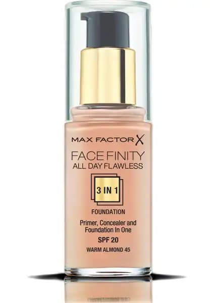 Max Factor FaceFinity 3'ü 1 Arada Kalıcı Fondöten 45 Warm Almond Özellikleri ve Kullanıcı Yorumları