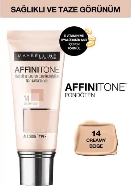 Maybelline Affinitone Fondöten 14 Creamy Beige: Doğal ve Yüksek Kapatıcılık Sağlayan Makyaj Ürünü