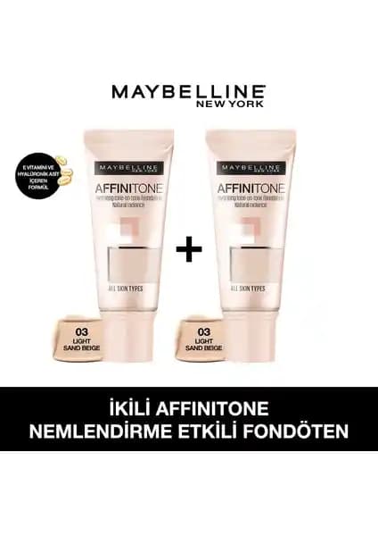 Maybelline Affinitone Fondöten Seti Light Sandbeige - Yüksek Kapatıcılık ve Doğal Görünüm
