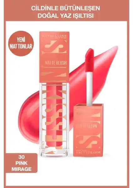 Maybelline New York Sunkisser Hazy Matte Likit Allık 30 Pink Mirage Doğal ve Kalıcı Yaz Makyajı Ürünü