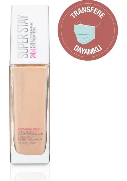 Maybelline Superstay 24H Fondöten 021 Nude Beige: Uzun Süre Kalıcı ve Yüksek Kapatıcılık Sağlayan Makyaj Ürünü