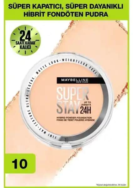 Maybelline Superstay Hibrit Pudra-Fondöten 10: Uzun Süre Kalıcı Mat ve Doğa Dostu Makyaj Ürünü