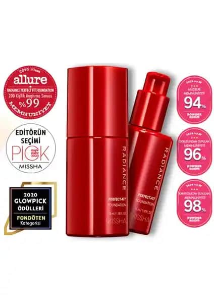 MISSHA Radiance Perfect Fit Fondöten No.21 Fair Uzun Süre Dayanıklı ve Mat Bitişli