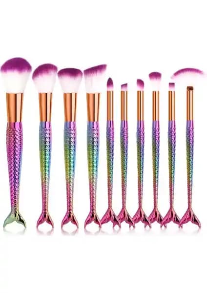 Mujgan 10'lu Balık Makyaj Fırça Seti Mor – Profesyonel ve Günlük Kullanım İçin Ideal