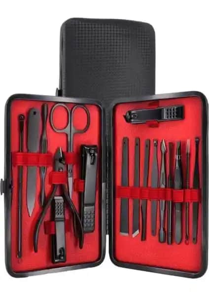 Mujgan 17 Parça Paslanmaz Çelik Manikür Seti: Şık ve Dayanıklı Seyahat Bakım Kiti