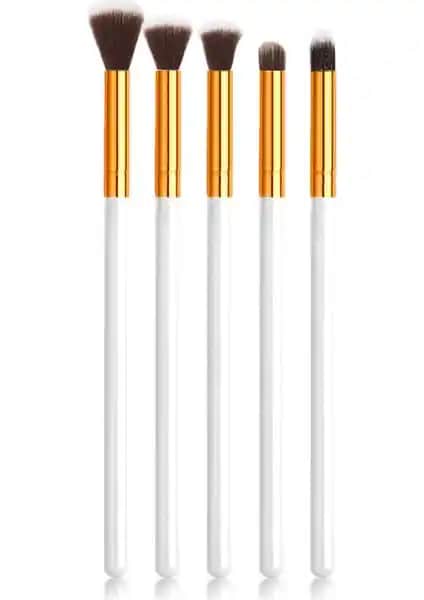 MUJGAN 5'li Profesyonel Stick Far Fırça Seti Beyaz Göz Makyajı İçin Çok Amaçlı Kullanım