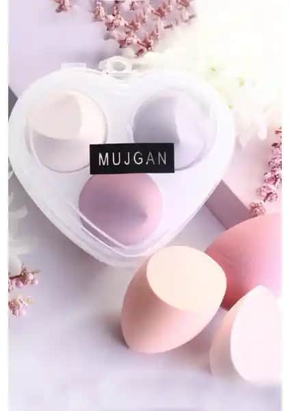 MUJGAN Kalpli 3'lü Standlı Sünger ile Profesyonel ve Pratik Makyaj Deneyimi