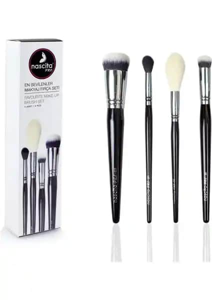 Nascita Nascıta Pro 4'lü Makyaj Fırça Seti Profesyonel ve Günlük Kullanım İçin Uygun