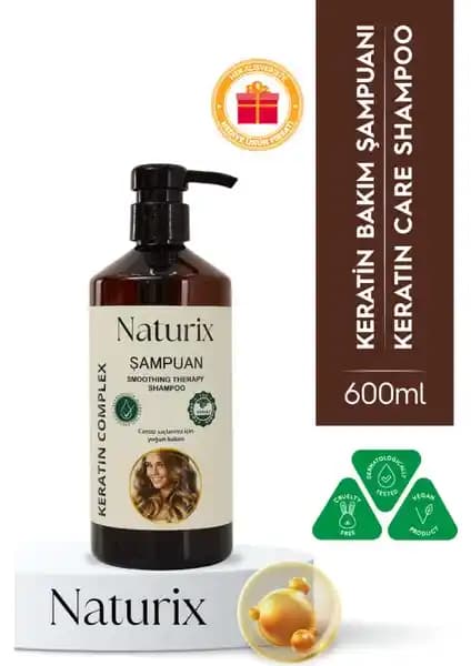 Naturix Doğal Keratin Bakımlı Saç Şampuanı Tüm Saç Tipleri İçin Güçlendirici ve Parlaklık Sağlar