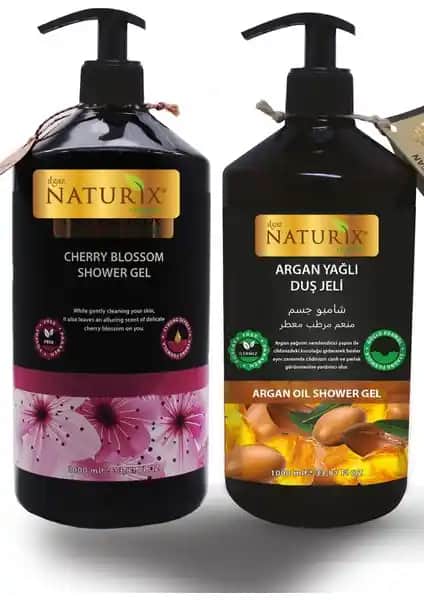 Naturix Organik Argan Yağlı ve Japon Kirazı Duş Jeli Seti: Doğal ve Nemlendirici Bakım Çözümleri