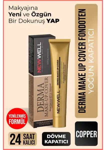 New Well Derma Make-Up Cover Foundation Copper: Yüksek Kapatıcılık ve Doğal Görünüm Sağlayan Makyaj Temeli