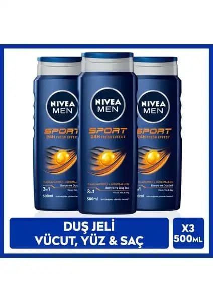 Nivea Men Erkek Canlandırıcı Banyo ve Duş Jeli Sports 500ml Günlük Temizlik ve Ferahlık İçin