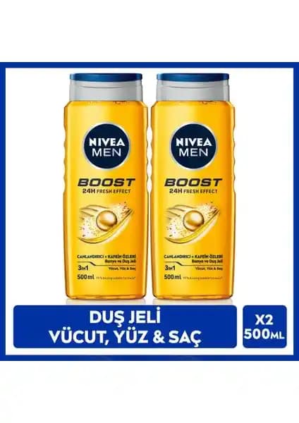 Nivea Men Erkek Duş Jeli Boost 500ml: Çok Yönlü, Canlandırıcı ve Erkeksi Bakım Çözümü