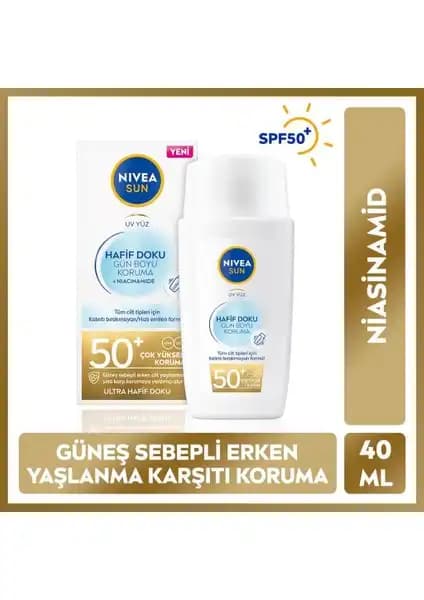Nivea Sun Hafif Dokulu Güneş Koruyucu Yüz Kremi SPF50 ile Günlük Cilt Koruması
