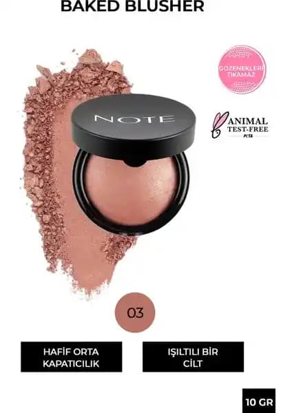 Note Cosmetics Baked Blusher 03 Oriental Pink ile doğal ve ışıltılı makyaj deneyimi