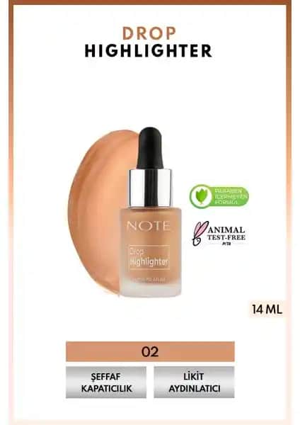 Note Cosmetics Drop Highlighter Işıltılı Likit Aydınlatıcı Doğal ve Parlak Görünüm Sağlar