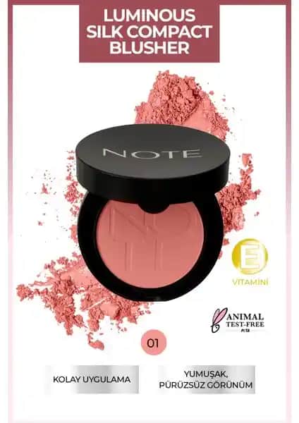 Note Cosmetics Luminous Silk Compact Blusher 01 Pinky Beach Doğal ve Parlak Görünüm İçin Mükemmel Seçenek