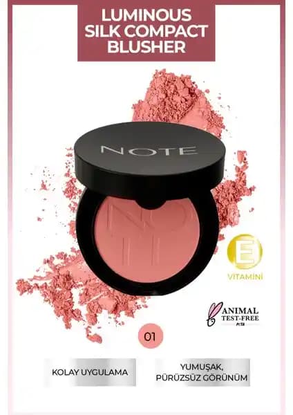 Note Cosmetics Luminous Silk Compact Blusher 01 Pinky Beach Doğal ve Parlak Görünüm İçin Mükemmel Seçenek