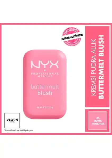 NYX Buttermelt Allık: Yüksek Pigmentasyon ve Doğal Görünüm Sağlayan Kremsi Pudra
