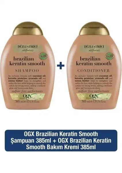 OGX Düzleştirici Brazilian Keratin Şampuan ve Bakım Kremi Seti Saç Düzleştirme ve Sağlık İçin