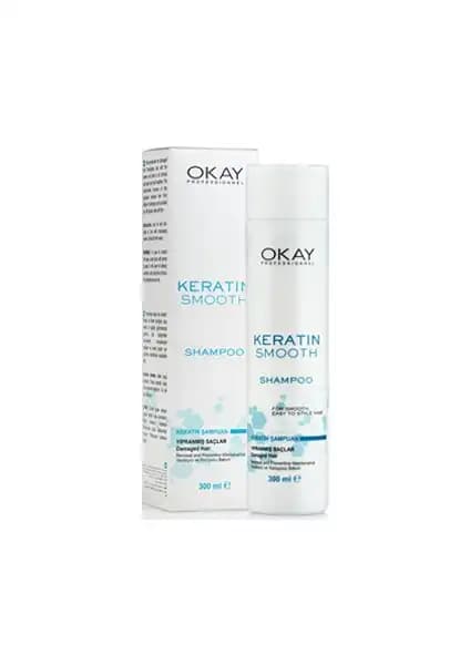 Okay Keratin Smooth Şampuan 300 ml: Yıpranmış Saçlar İçin Güçlendirici ve Parlaklık Sağlayan Ürün