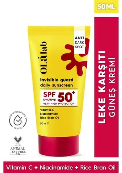 OlaLab C Vitaminli Leke Karşıtı Güneş Kremi SPF 50+ Güçlü Koruma ve Doğal İçeriklerle Bakım