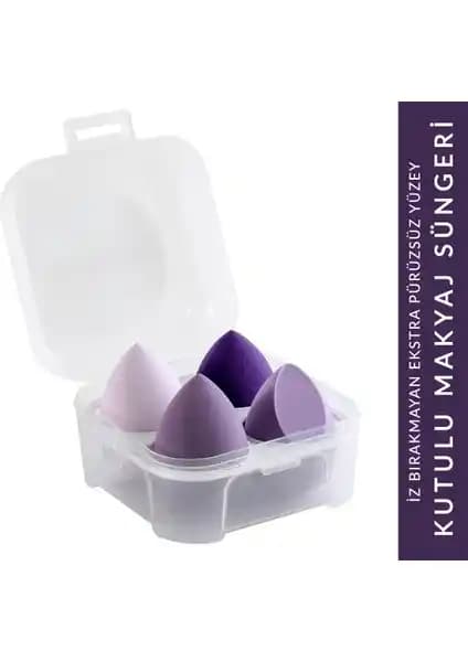 Organiflex Kutulu 4'lü Makyaj Sünger Seti Yumuşak ve Çok Yönlü Profesional Makyaj Aksesuarı
