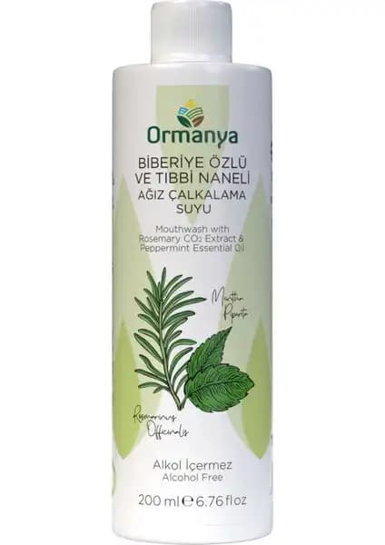 Ormanya Biberiye Özlü ve Tıbbi Naneli Ağız Çalkalama Suyu 200 ml doğal ve ferahlatıcı ağız bakım ürünüdür