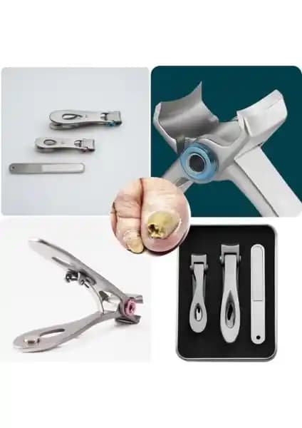 Orzax Ultra Geniş Ağızlı Paslanmaz Tırnak Makası Seti Kalın ve Mantarlı Tırnaklar İçin Uygun