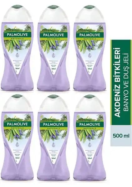 Palmolive 500 Ml Akdeniz Bitkileri Mor Duş Jeli 6'lı Paket Doğal ve Ferahlatıcı Temizlik