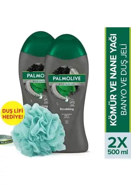 Palmolive Body & Mind Kömür ve Nane Yağı Banyo Duş Jeli Doğal ve Rahatlatıcı Temizlik Ürünü