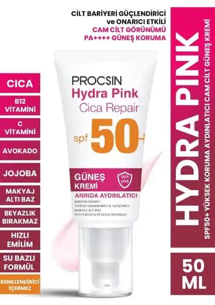 Procsin Hydra Pink SPF50+ Renkli Güneş Kremi ile Güçlü Koruma ve Doğal Görünüm