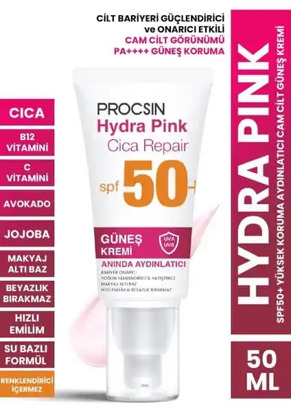 Procsin Hydra Pink SPF50+ Renkli Güneş Kremi ile Güçlü Koruma ve Doğal Görünüm
